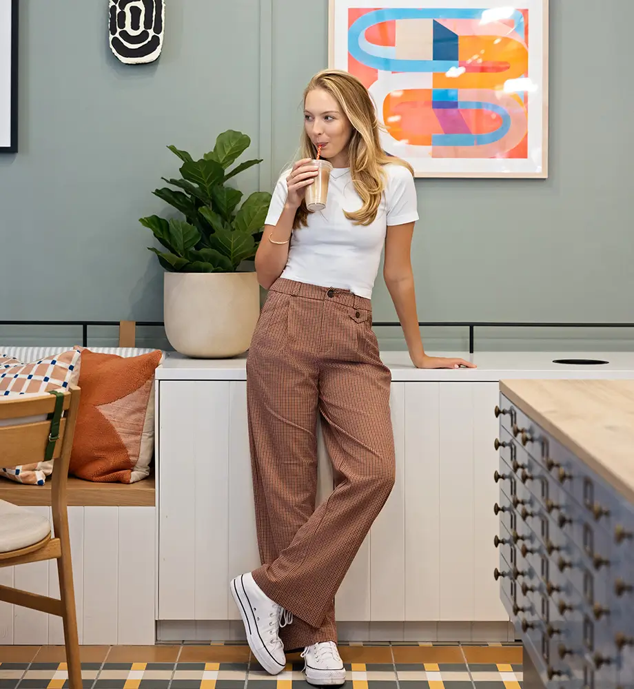 woman drinking coffee