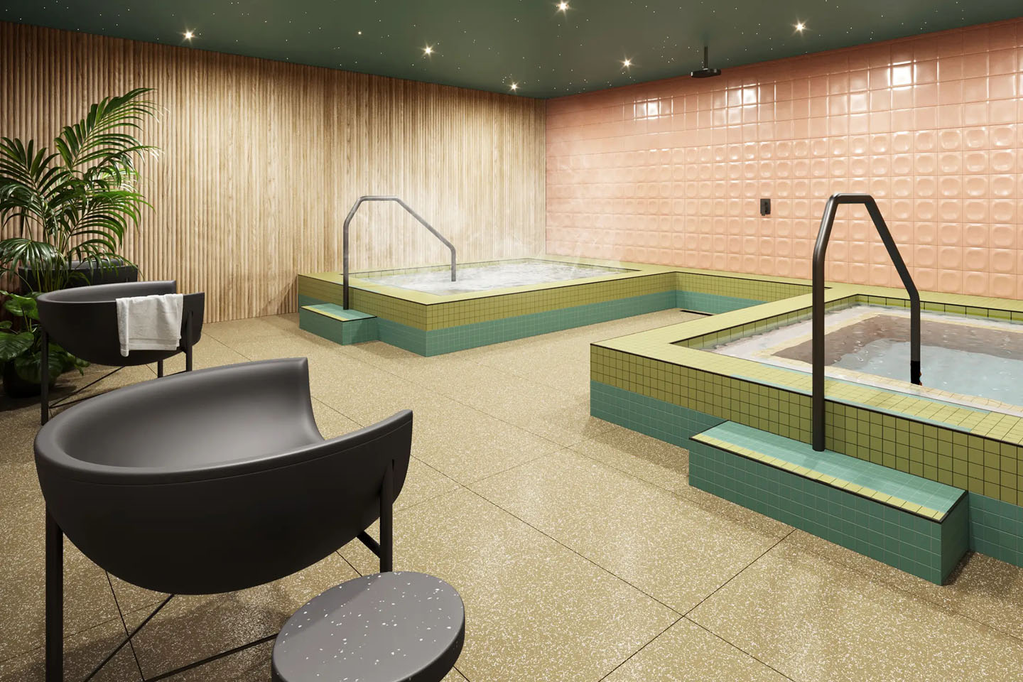 Spa room with two pools.